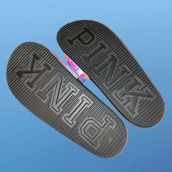 Victoria Secret PINK Iridescent Slides Flip Flops Size 11 - Picture 4 of 5